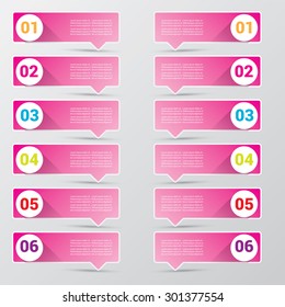 pink modern progress paper banners / can be used for infographics / numbered banners / horizontal cutout lines / graphic or website layout vector