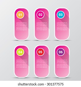 pink modern progress paper banners / can be used for infographics / numbered banners / horizontal cutout lines / graphic or website layout vector