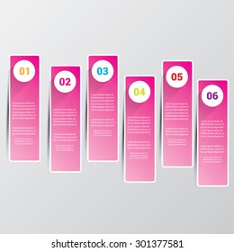 pink modern progress paper banners / can be used for infographics / numbered banners / horizontal cutout lines / graphic or website layout vector