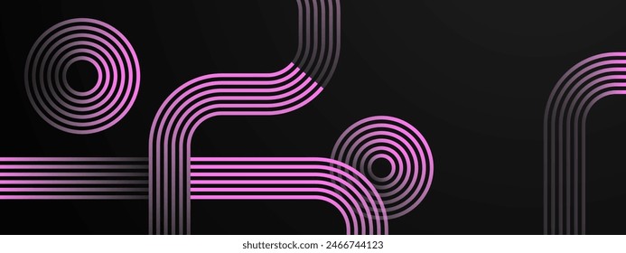 Anuncio de Formas de líneas brillantes dinámicas simples y modernas de color rosa con concepto de tecnología futurista