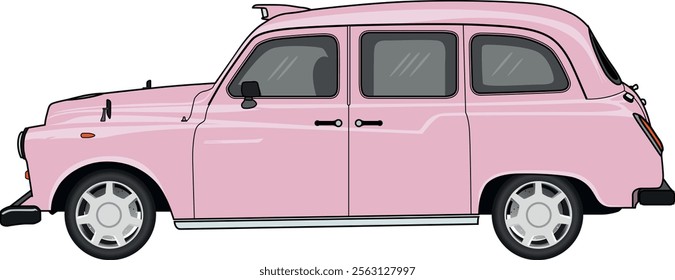 Pink modern taxi illustration high detailed vector file. mr bean automobile flat graphic drawing. aerodynamic Autosport car design