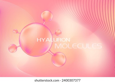 Pink molecule. Vitamin solution complex with Chemical formula from nature. Gradient background for beauty treatment, nutrition skin care design. Medical and scientific concepts.