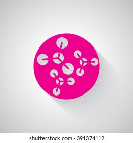 Pink Molecules web icon on light grey background