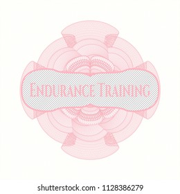 Pink money style emblem or rosette with text Endurance Training inside