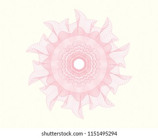 Pink money style emblem or rosette