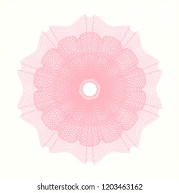 Pink money style emblem or rosette
