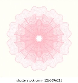 Pink money style emblem or rosette