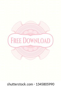 Pink money style emblem or rosette with text Free Download inside