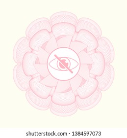 Pink money style emblem or rosette with blind icon inside
