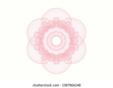 Pink money style emblem or rosette. Vector Illustration. Detailed.