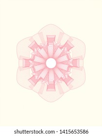 Pink money style emblem or rosette. Vector Illustration. Detailed.