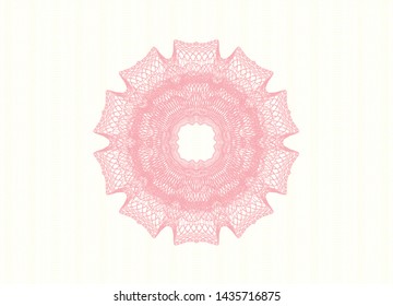 Pink money style emblem or rosette. Vector Illustration. Detailed.