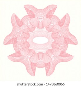 Pink money style emblem or rosette. Vector Illustration. Detailed.