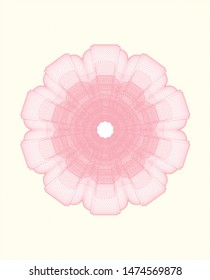 Pink money style emblem or rosette. Vector Illustration. Detailed.