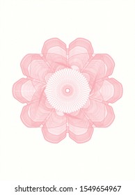 Pink money style emblem or rosette. Vector Illustration. Detailed.