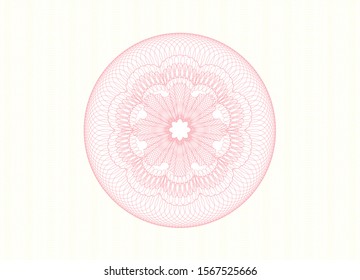 Pink money style emblem or rosette. Vector Illustration. Detailed.
