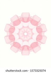 Pink money style emblem or rosette. Vector Illustration. Detailed.