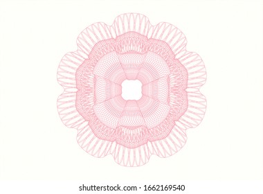Pink money style emblem or rosette. Vector Illustration. Detailed.