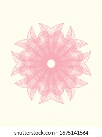 Pink money style emblem or rosette. Vector Illustration. Detailed.