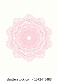 Pink money style emblem or rosette. Vector Illustration. Detailed.