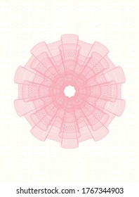 Pink money style emblem or rosette. Vector Illustration. Detailed. 