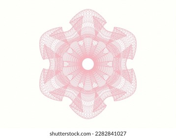 Pink money style emblem or rosette. Vector Illustration. Detailed. 
