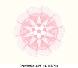 Pink money style rosette with football ball icon inside