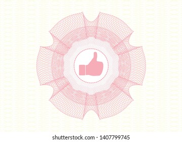Pink money style rosette with like icon inside