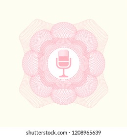Pink money style rosette with microphone icon inside