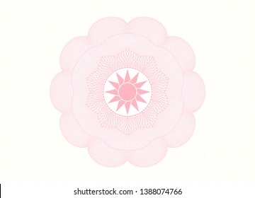 Pink money style rosette with sun icon inside