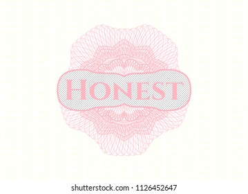 Pink money style rosette with text Honest inside