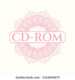 Pink money style rosette with text CD-ROM inside