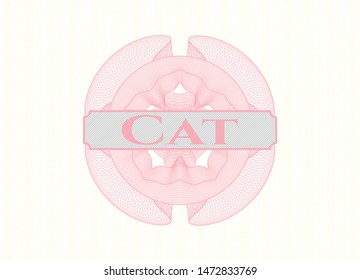 Pink money style rosette with text Cat  inside