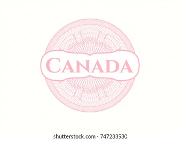 Pink Money Style Rosette With Text Canada Inside