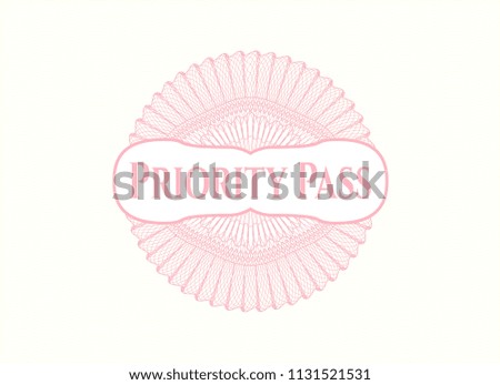Pink money style rosette with text Priority Pass inside