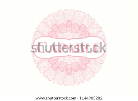 Pink money style rosette with text Capable inside