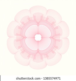 Pink money style rosette. Vector Illustration. Detailed.