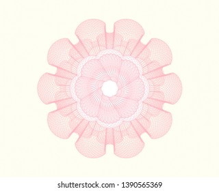 Pink money style rosette. Vector Illustration. Detailed.