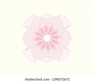 Pink money style rosette. Vector Illustration. Detailed.
