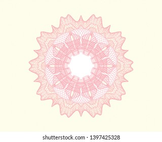 Pink money style rosette. Vector Illustration. Detailed.