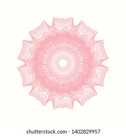 Pink money style rosette. Vector Illustration. Detailed.