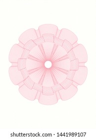 Pink money style rosette. Vector Illustration. Detailed.