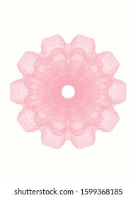 Pink money style rosette. Vector Illustration. Detailed.