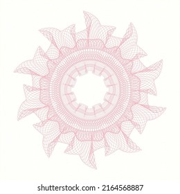 Pink money style rosette. Vector Illustration. Detailed. 