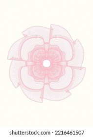 Rosa-Geld-Rosette. Vektorgrafik. Detaillierte Angaben. 