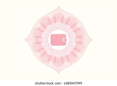 Pink money style rosette with wallet icon inside