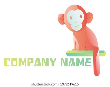 Pink monkey logo vector illustration on a white background