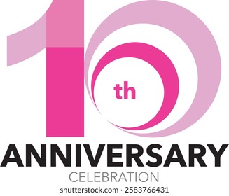 pink monochrome color number 10 with word anniversary celebrations are in the bottom.