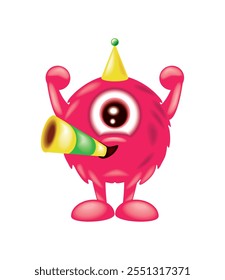 pink monster birthday party isolated