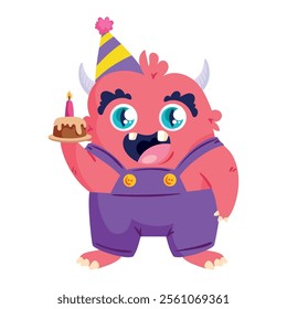 pink monster birthday party isolated